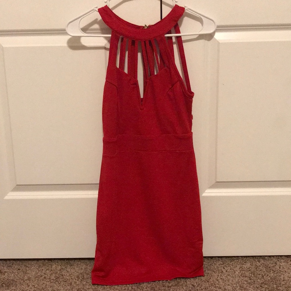 windsor red strappy body-con dress